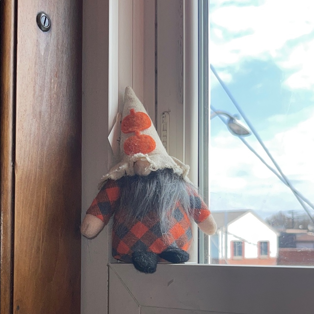 Plaid Gnome Plush with Pumpkin Hat